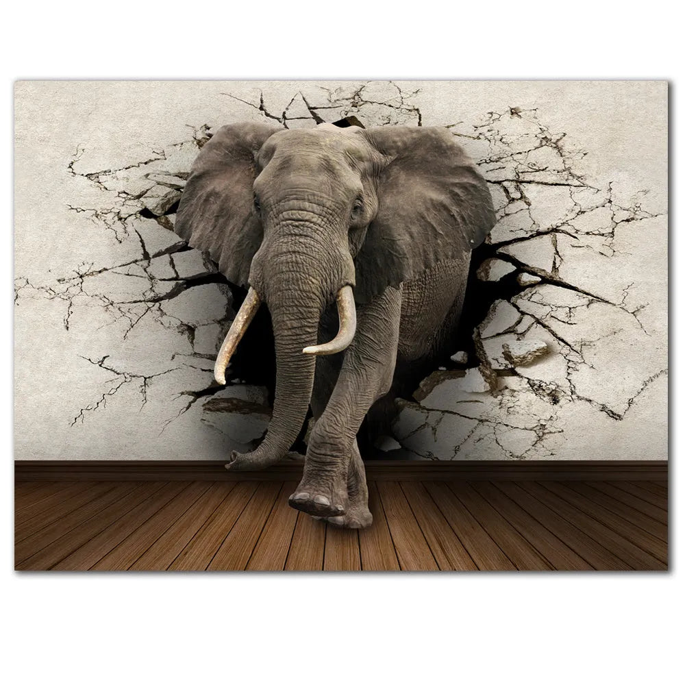 Creative home decor elephant canvas painting in grey oil on canvas