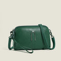 Genuine first layer cowhide women shoulder bag in horizontal square shape, 19cm length, available in black navy green brown and khaki