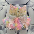 Girls fashion butterfly wings dress in polar fleece with rainbow fairy skirt for small dogs
