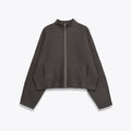 Women's striped stand collar zipper knitted coat, long sleeve, regular fit, polyester blend