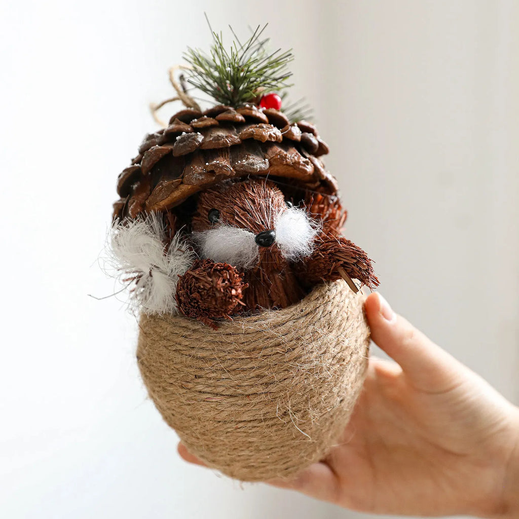 Foam simulation squirrel Christmas decoration in brown or grey, single ornament for festive display.