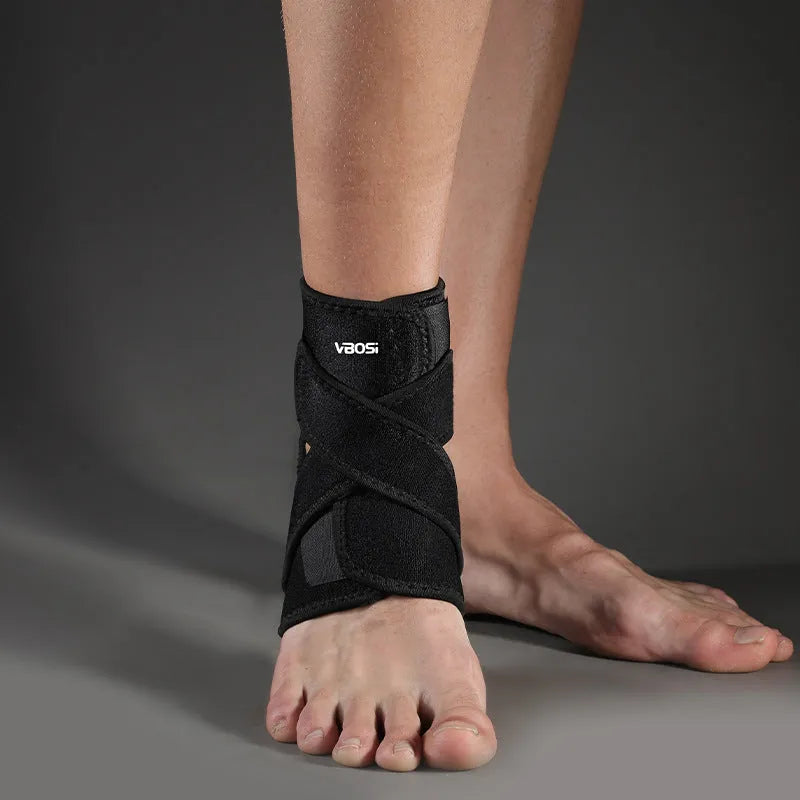 Black SBR ankle support brace for taekwondo and mountaineering pressure protection, adult average size