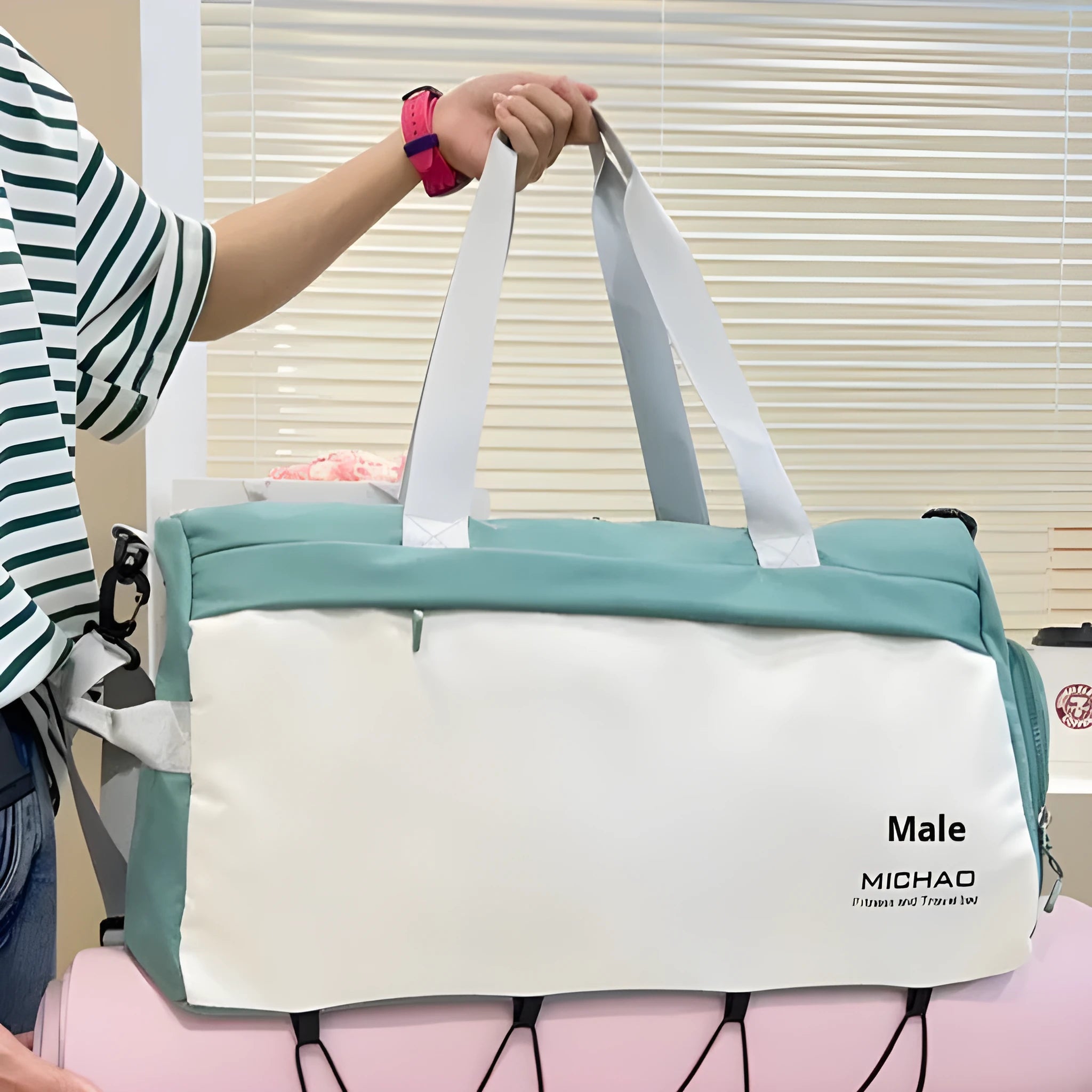 Fixed travel exercise fitness yoga bag in solid colour with fixed mat holder