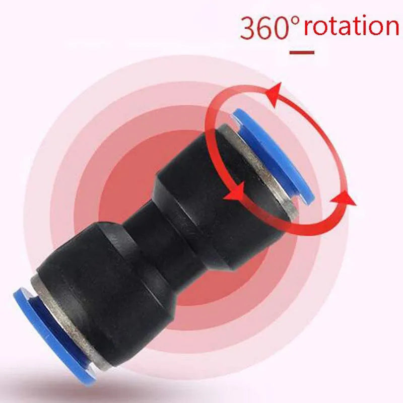 Jinqi pneumatic plastic straight through quick connector for 8mm tubing in black colour