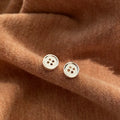 Gold plated silver needle geometric button stud earrings for women
