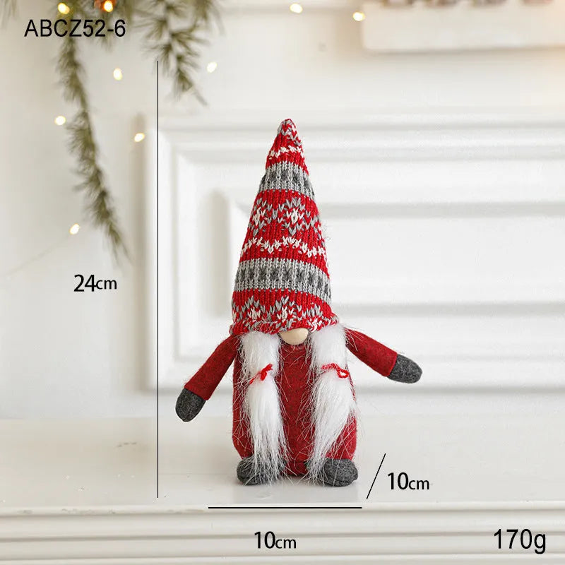 Cloth faceless Christmas Rudolf doll in red colour, standing decoration for holiday display