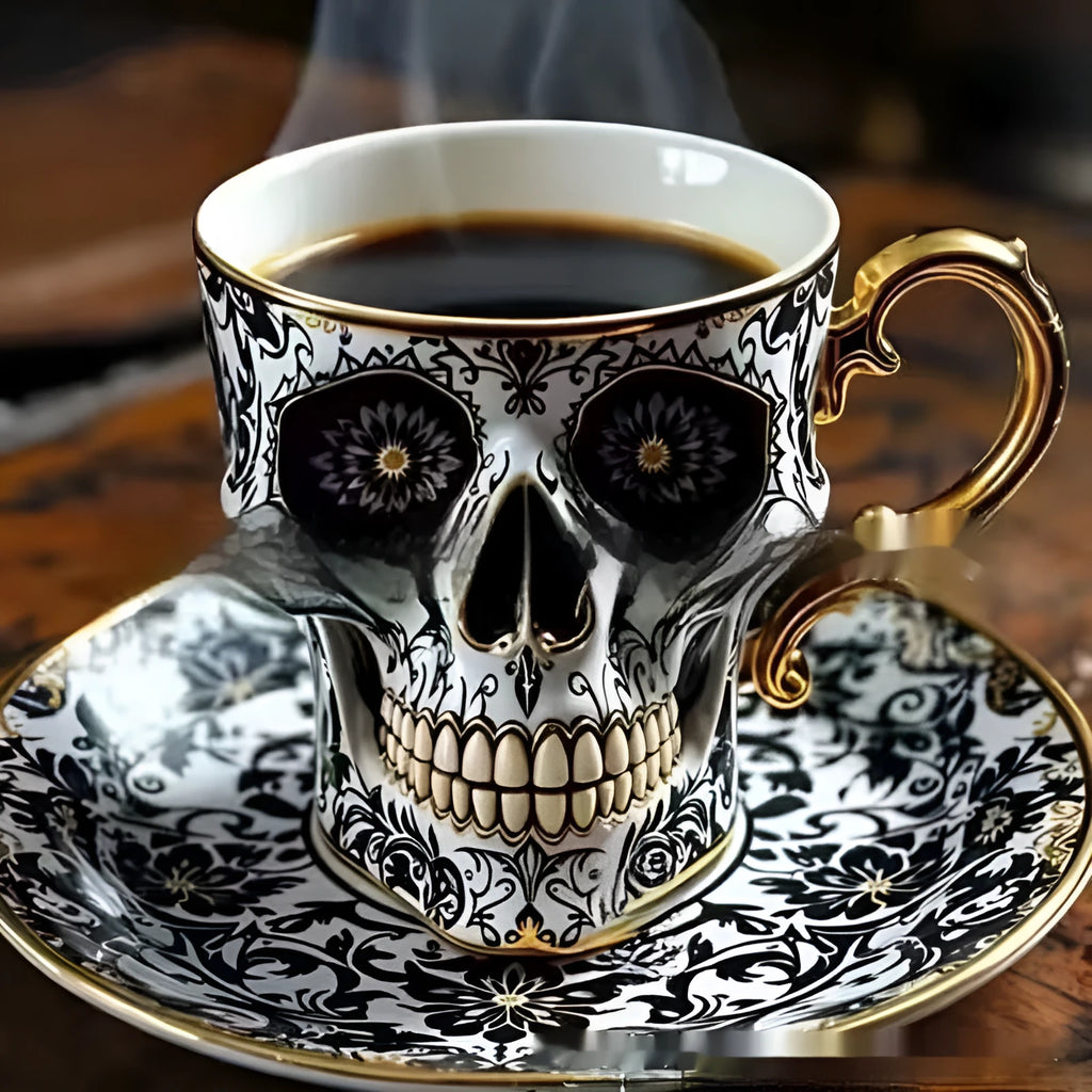 Resin Halloween cup in human skeleton design European style with plate option