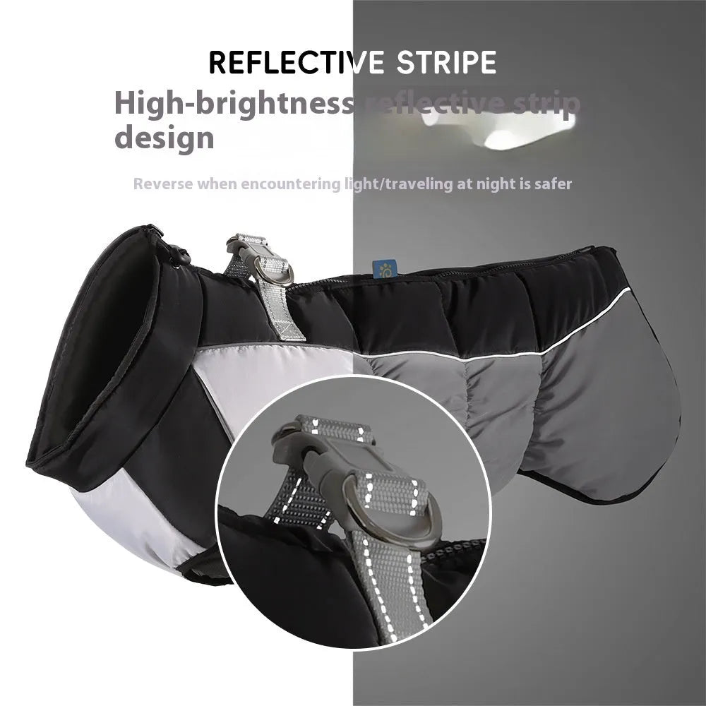 Reflective waterproof dog coat in polar fleece for large dogs in sizes XL to 6XL