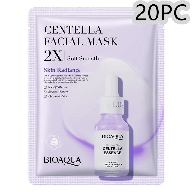 Single 30g collagen and hyaluronic acid facial sheet mask on packaging, with Centella, Vitamin C, Collagen variant options.