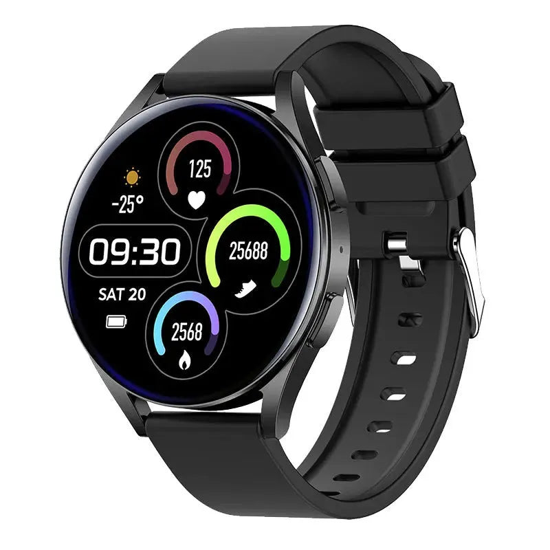 Smart sports watch with Bluetooth call and heart rate monitoring in black, pink, and silver colour options, silicone strap, TFT screen