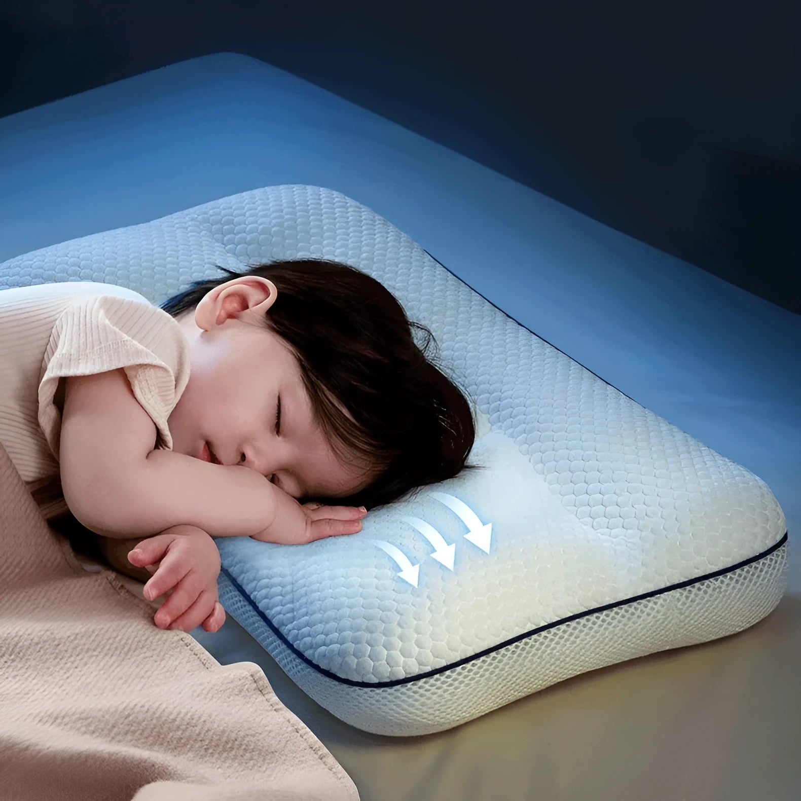 Children's dual-sided antibacterial neck pillow with cold and warm surfaces for ages 1-6 years