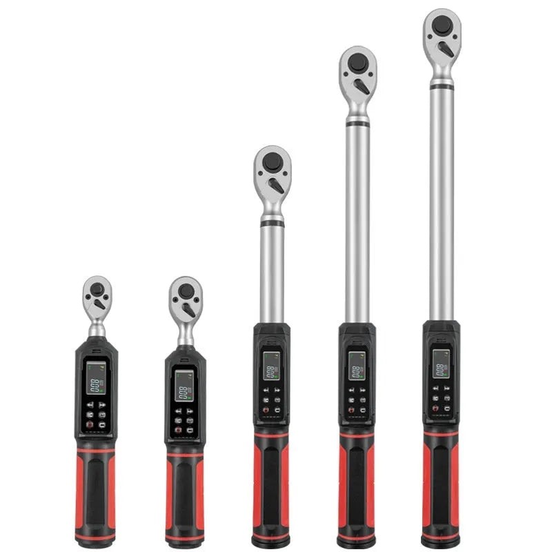 Electronic digital display torque wrench with LCD screen and chrome-vanadium steel construction