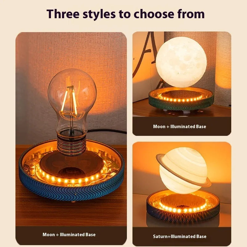 Magnetic suspension moon night lamp in modern simplicity style with 3D printed construction