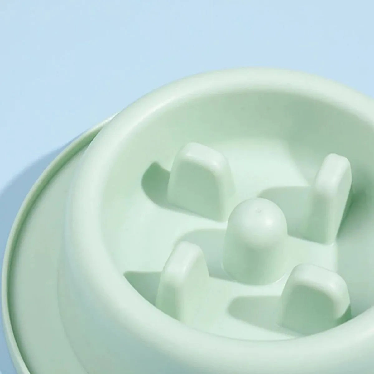 PP plastic slow feeder pet bowl in macaroon colour with raised feeding obstacles