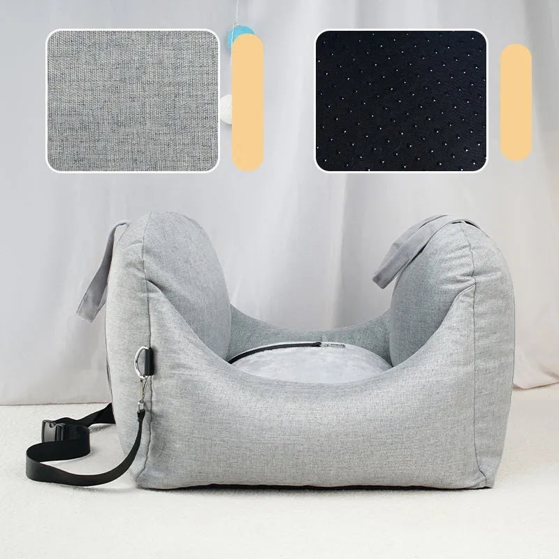 Detachable washable cloth car pet carrier kennel 52x52x44cm in Charcoal Gray, Beige, Light Grey
