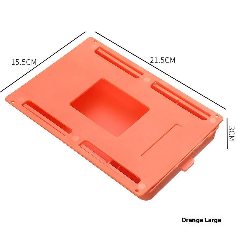 Plastic under desk storage drawer with cover and grid compartments in multiple colour options