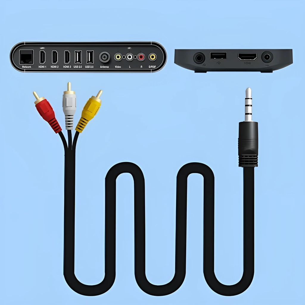 Lotus head audio video cable for TV set-top box to speaker connection, multiple lengths available