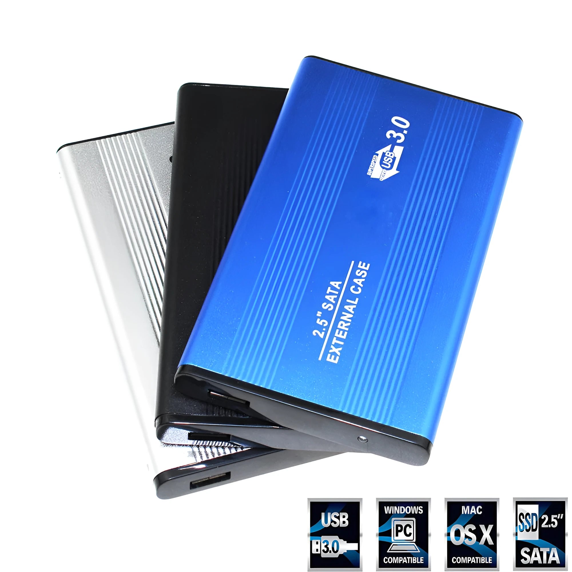 Black metal USB 3.0 hard disk enclosure for 2.5 inch SATA HDD or SSD