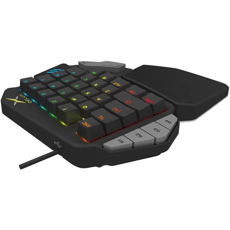T9X Jedi Gun God one-handed mechanical keyboard in black with wired USB cable