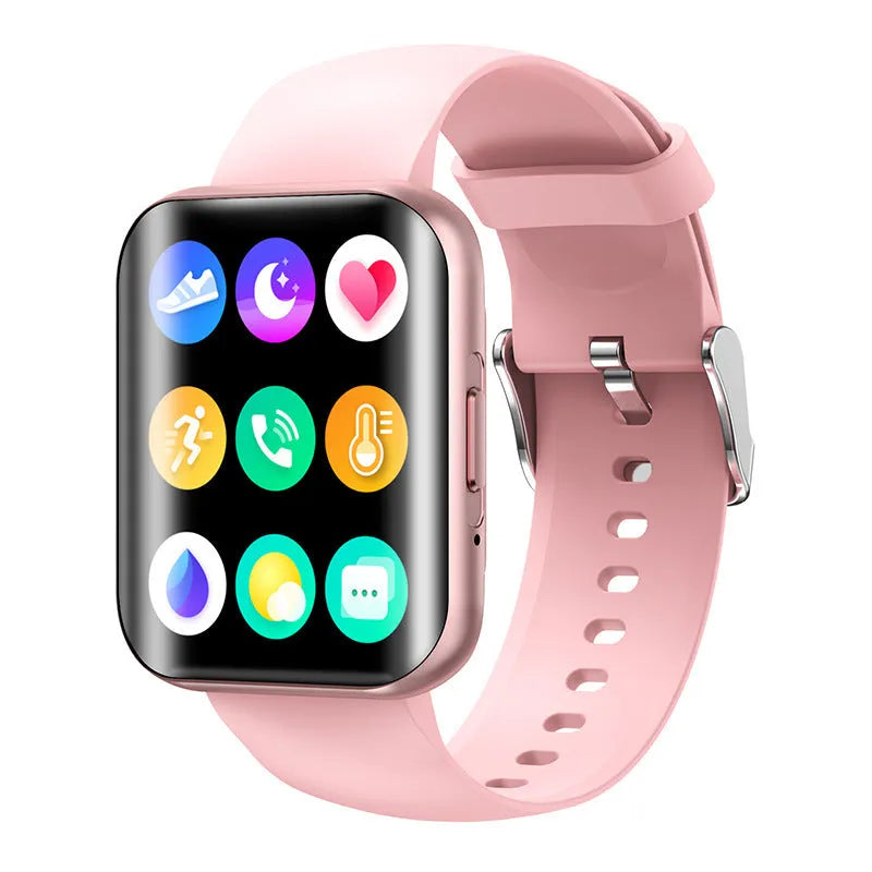 Curved screen smart bracelet with 1.72-inch colour display, silicone band, and metal-plastic body in black