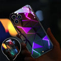 Xpress 14 iPhone case with flashing LED light and clear tempered glass back on a phone.