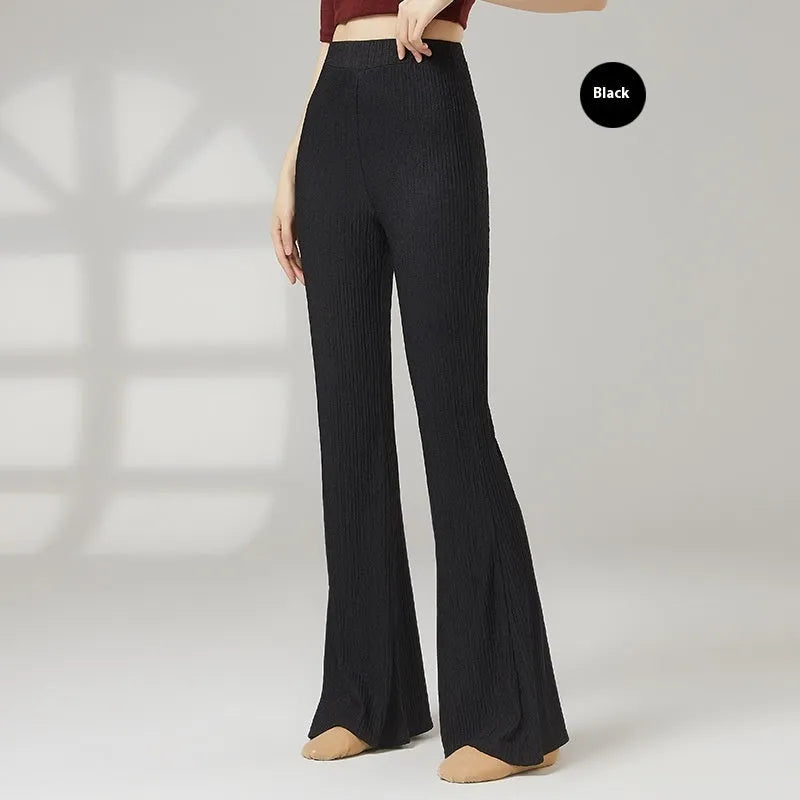 Women's classical dance practice trousers in polyester fabric showing solid colour design for body training