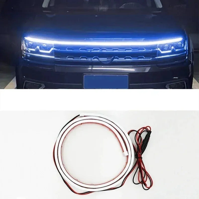 Flexible silicone LED car daytime running light strip in white, ice blue or red colour