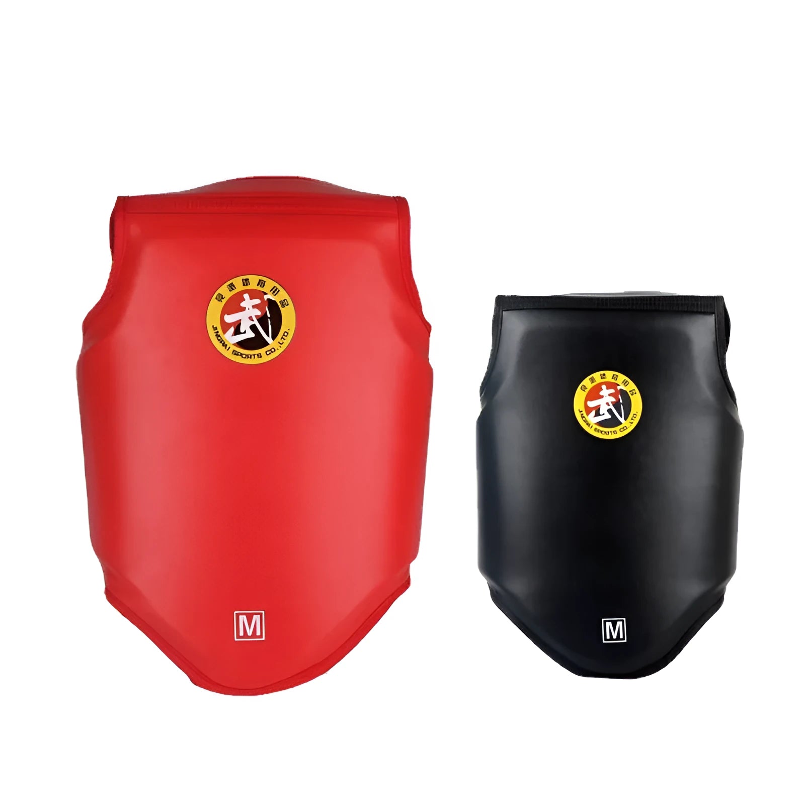 Sanda chest protector in PU material with integrated design, available in red, blue, and black colours for boxing training