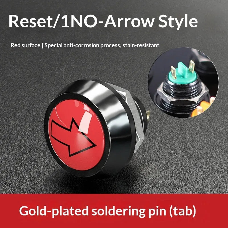 12mm red wave spherical handle self-resetting button with silver-plated contacts, waterproof, for electronic remote control