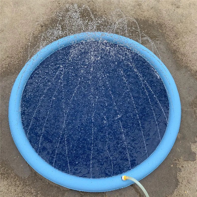 Blue non-slip splash pad 150cm PVC for kids and pet dog outdoor water play