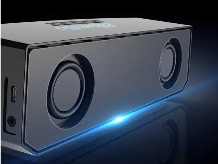 Black Bs-6 cloud smart speaker with 52mm drivers and micro-USB charging port.
