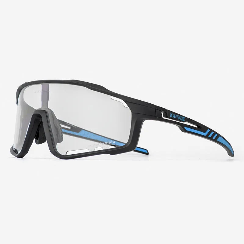 TR90 frame photochromic cycling sunglasses shown in a semi-rimless, unisex style for outdoor sports.