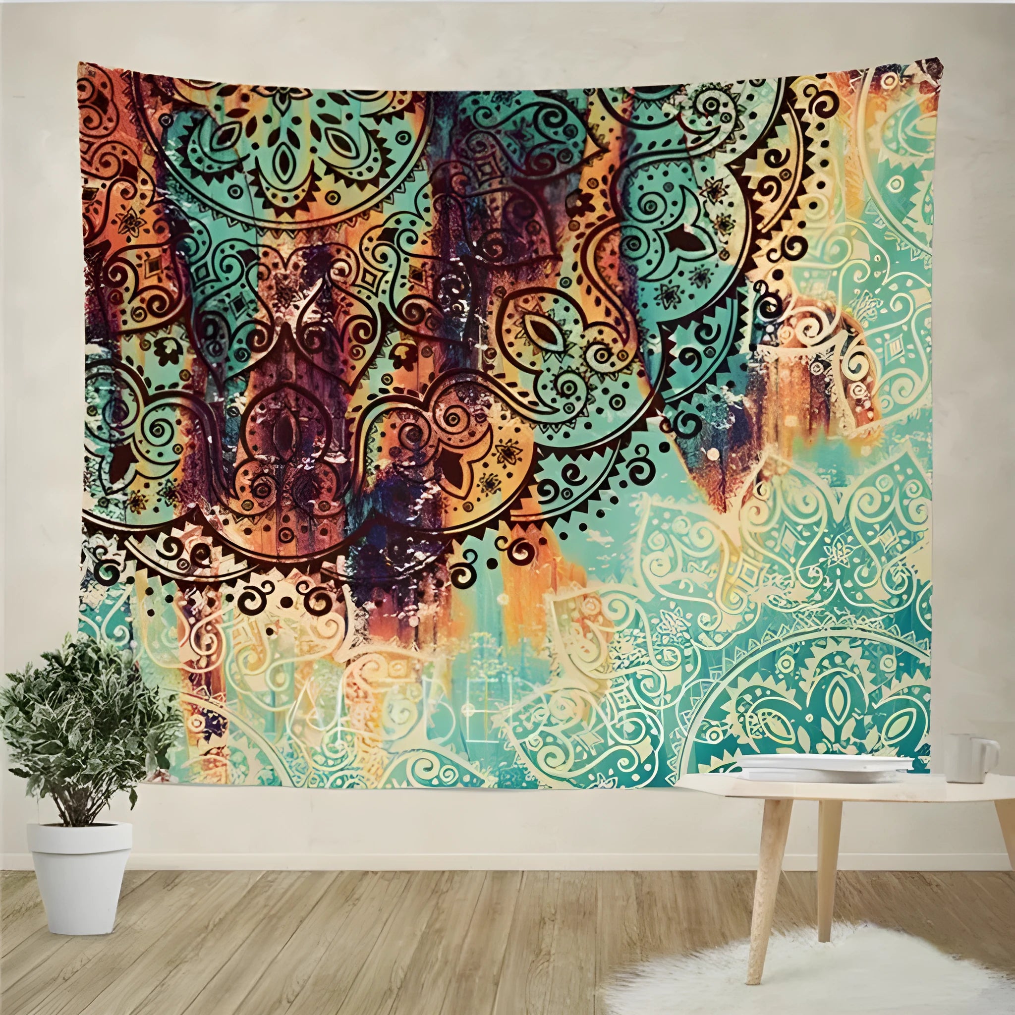 Sevenstars bohemian mandala floral tapestry print in 100% polyester for room decoration