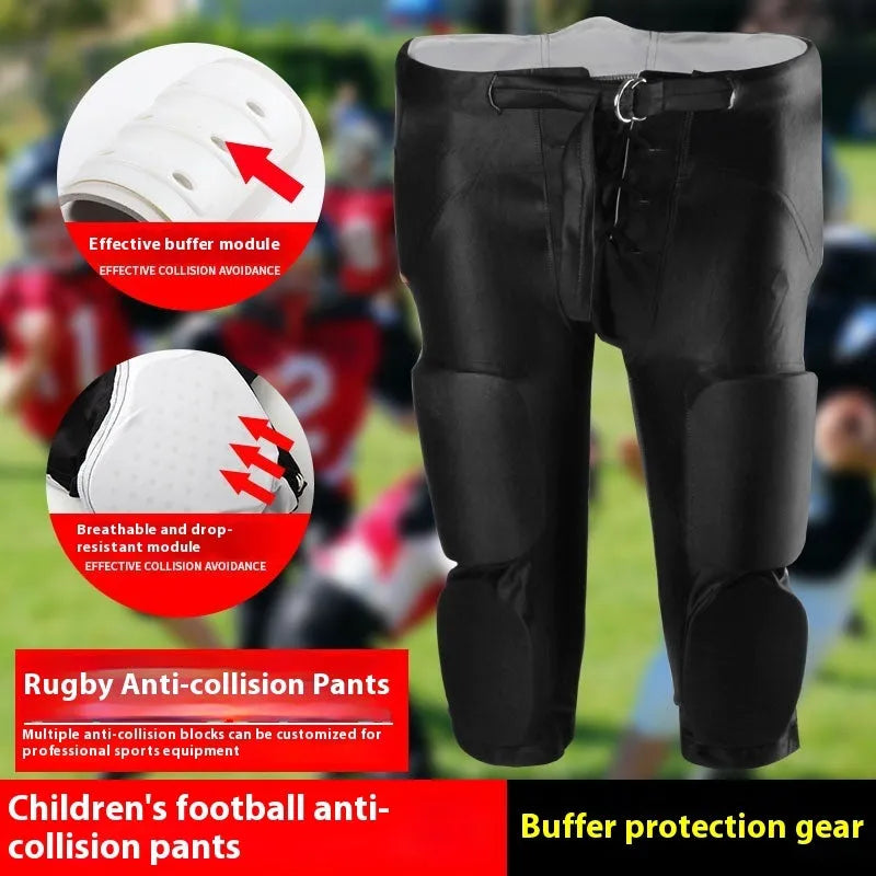 Anti-collision rugby pants men's hockey protective gear tight training pant in black