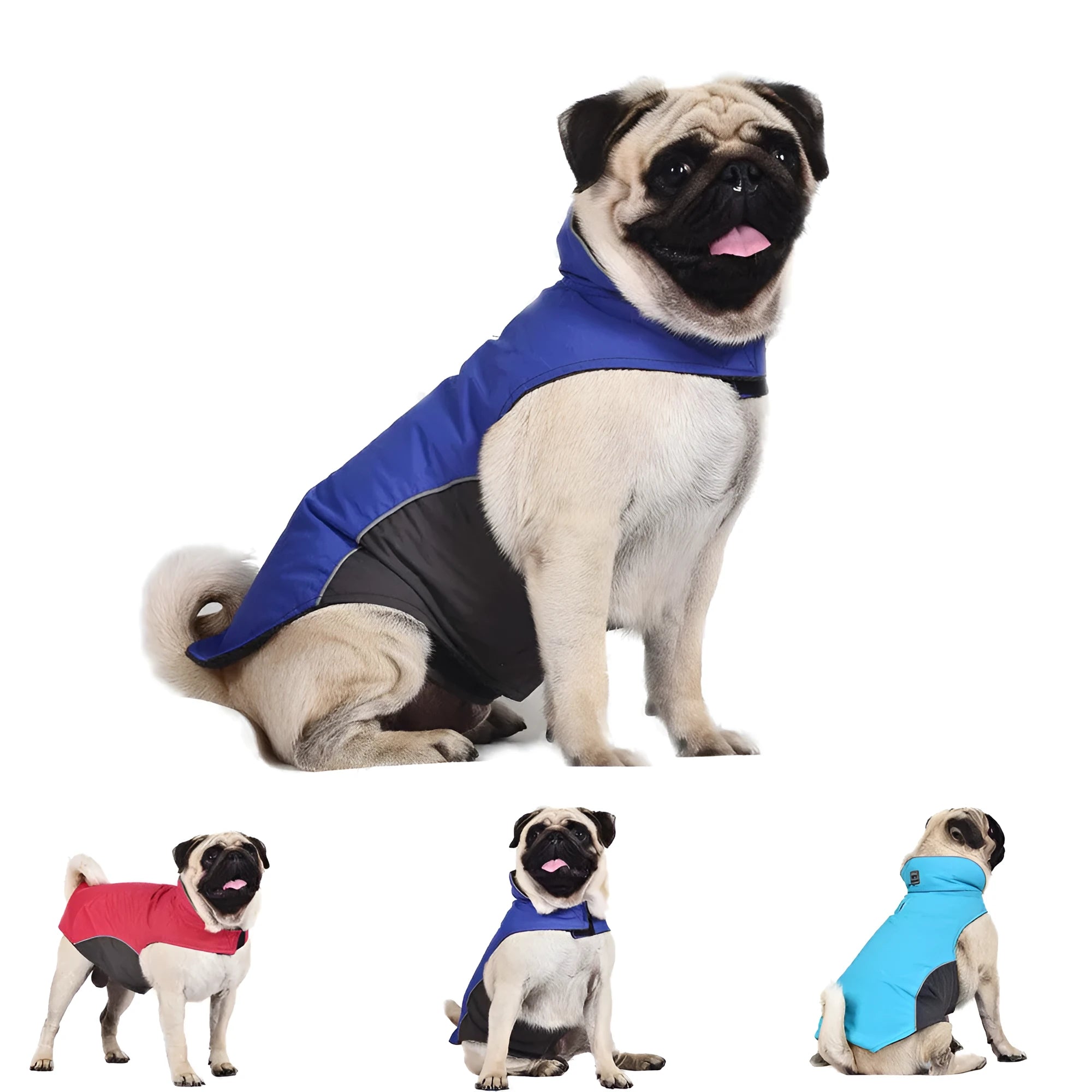 Waterproof dog vest jacket in dark blue for autumn winter outdoor walks