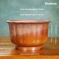 Large antique carved purple sand ceramic bonsai pot in S1696 firewood colour.