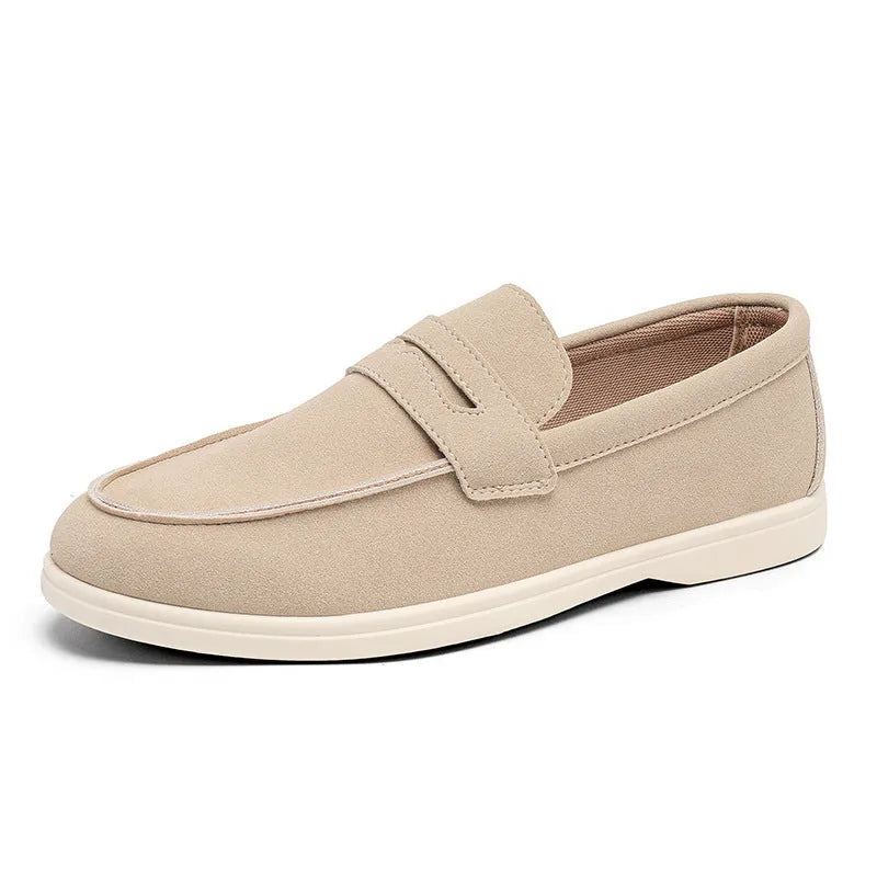 Men's suede casual shoes in four colours with vulcanised soles and breathable cloth lining