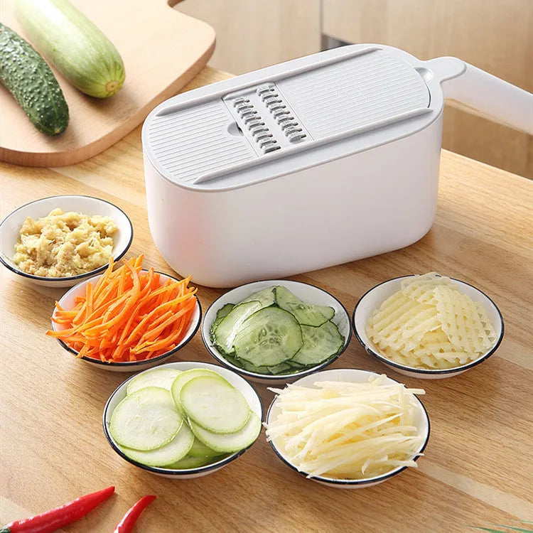Multifunctional vegetable cutter in Nordic style with stainless steel blades, blue colour option