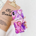 Geometric TPU mobile phone case with bracket ring in purple for iPhone XR