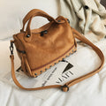 Soft PU casual tote shoulder bag for women in black, brown or grey with large capacity.