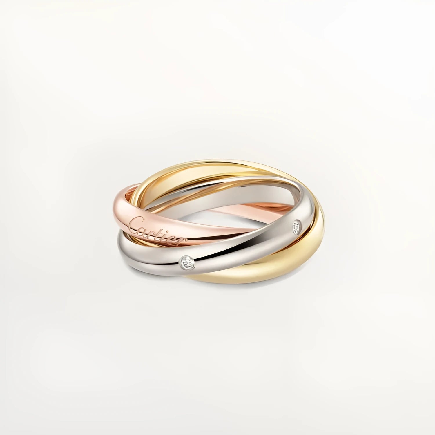 Geometric U-shaped sterling silver couple rings on a hand, showing full diamond band and plain band options.