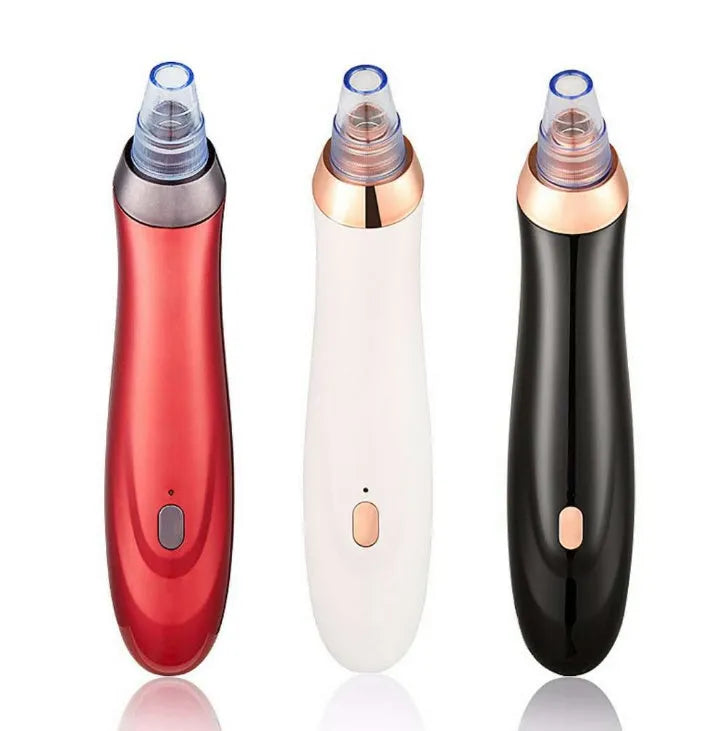 Electric blackhead remover pore cleaner with five nozzle attachments in handheld design