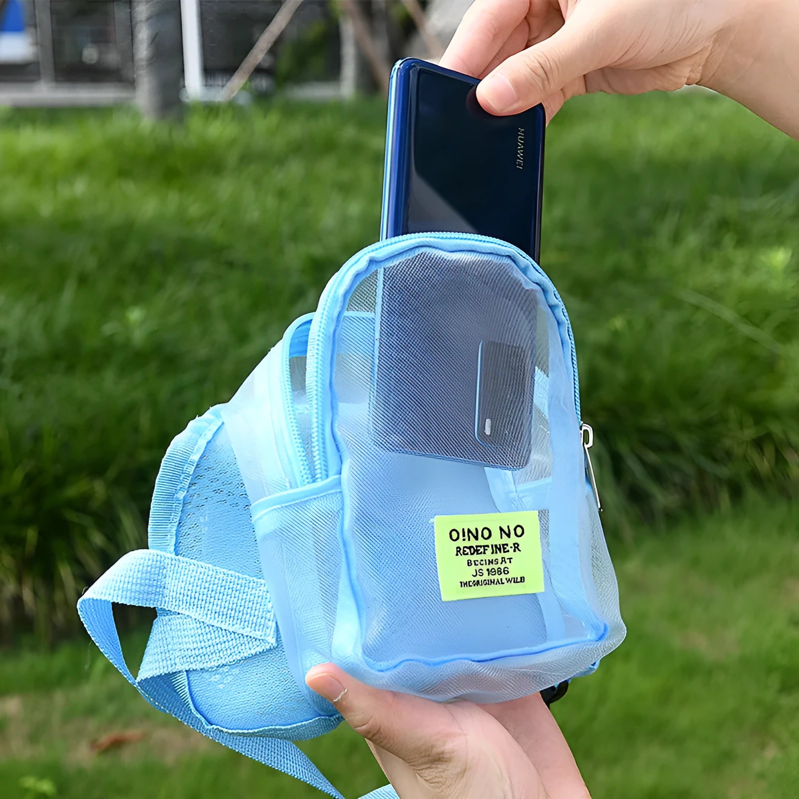 Breathable polyester dog backpack in blue with simple storage compartment for pet travel and walking