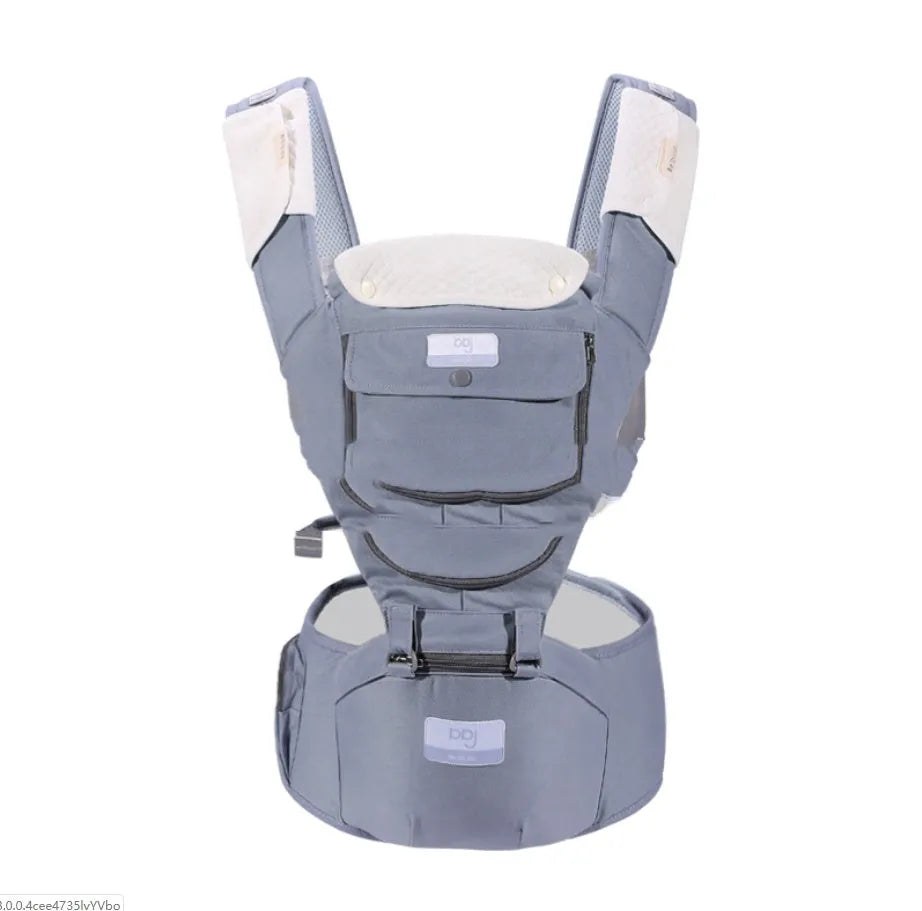 Breathable baby waist stool in mint green with shoulder strap and hip seat