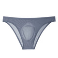 Translucent seamless ice silk men's underwear briefs in striped colours with low-waist design
