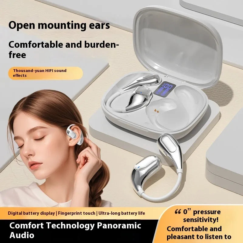 0 sense wear wireless Bluetooth earbuds in black with digital display and breathing light