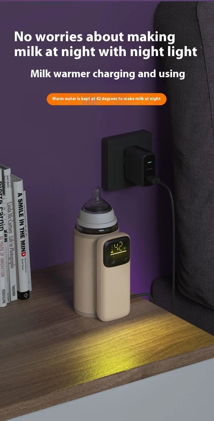 Universal baby bottle insulation sleeve with 8000mAh battery for portable milk warming.