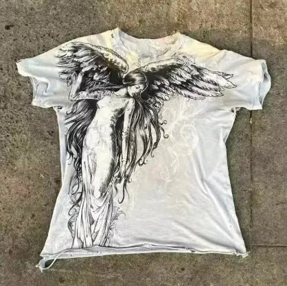 Gothic men's cartoon print short sleeve t-shirt in colour HQ929.