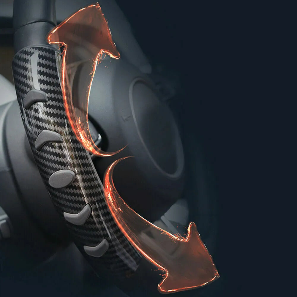 Carbon fibre black anti-slip steering wheel sleeve for 38cm diameter wheels.
