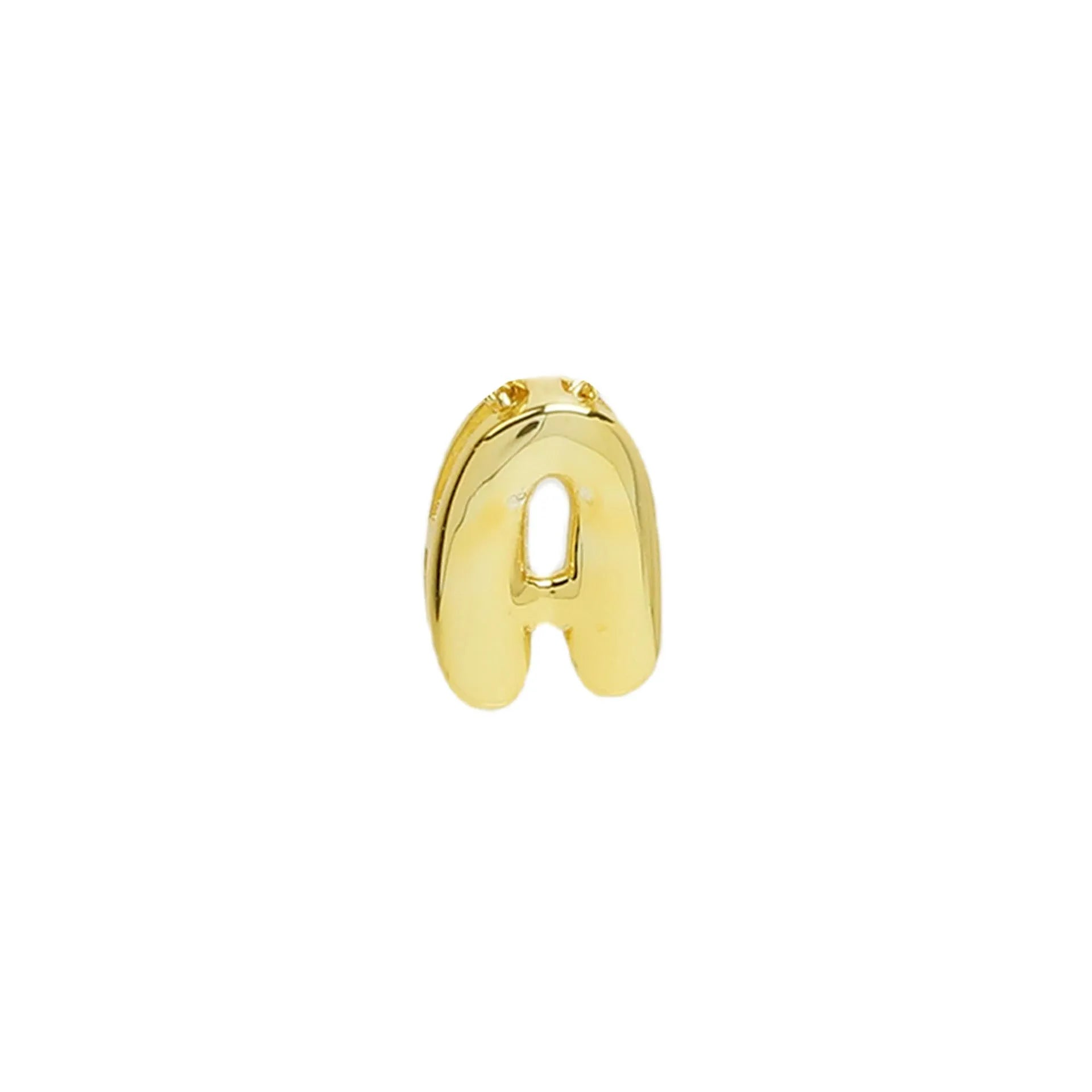 18k brass smooth surface bubble DIY letter bracelet with gold electroplated finish and letter pendant on white background